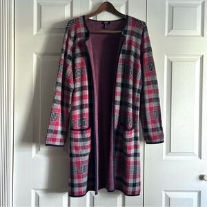 JONES NEW YORK plaid longline cardigan